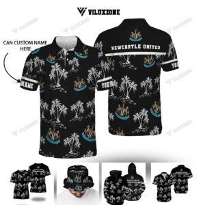 (CAN CUSTOM NAME) NEWCASTLE UNITED F.C HAWAII BLACK WHITE 3D The Magpies TL05