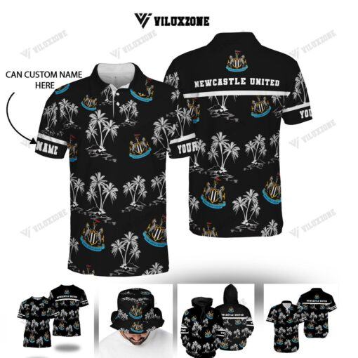 (CAN CUSTOM NAME) NEWCASTLE UNITED F.C HAWAII BLACK WHITE 3D The Magpies TL05