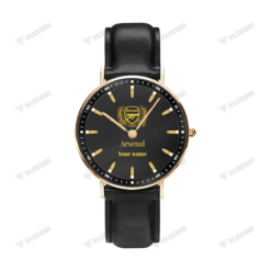 Arsenal F.C Black Stitched Leather Watch Custom Name PM02456 - LH