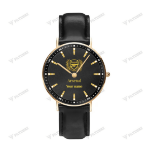 Arsenal F.C Black Stitched Leather Watch Custom Name PM02456 - LH