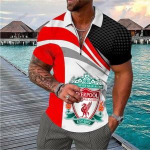 Liverpool FC 3D Full Printing Zipper Polo 01 - LH