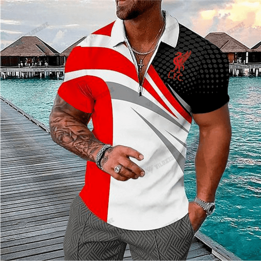 Liverpool FC 3D Full Printing Zipper Polo 02 - LH