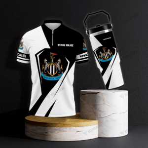 Newcastle United F.C. Zipper Polo Shirt & 30 OZ IceFlow Flip Straw Tumble
