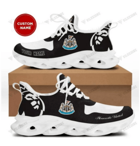 Personalize Newcastle United FC Black White Max Soul Running Shoes - LH