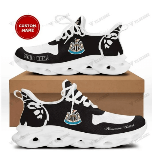 Personalize Newcastle United FC Black White Max Soul Running Shoes - LH