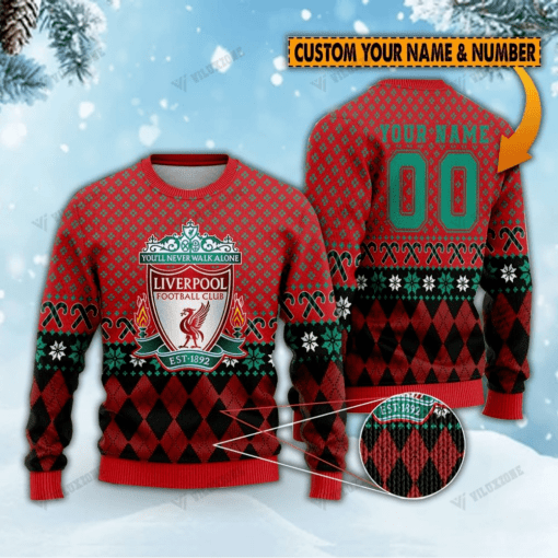 Liverpool FC Christmas 3D Ugly Sweater Xmas VLZ 13