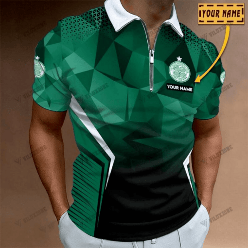 Celtic FC Custom Name Special Edition Zipper Polo Shirt PL1281 - LH - Image 2