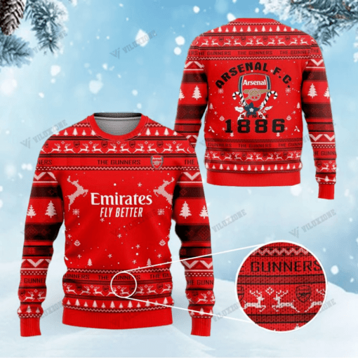 Arsenal FC Christmas 3D Ugly Sweaters Xmas VLZ 02