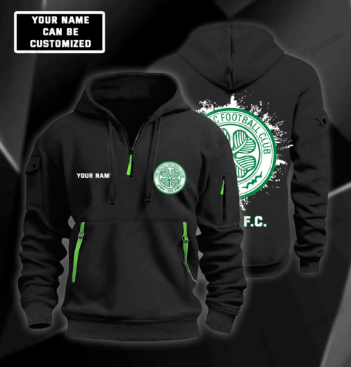 CELTIC F.C. Quarter Zip Hoodie PM317 - LH - Image 2