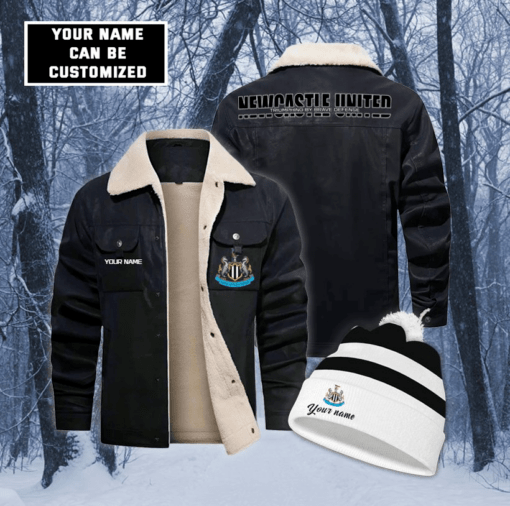 Newcastle United F.C. Woolen Hat With Ball & Leather Jacket PM34 - LH