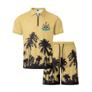 Newcastle United FC Full Printing Yellow Summer Set (Zipper Polo, Short, Hawaii,...) PM22 - LH