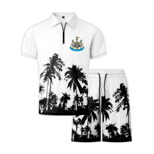 Newcastle United FC Full Printing White Summer Set (Zipper Polo, Short, Hawaii,...) PM22 - LH - Image 2