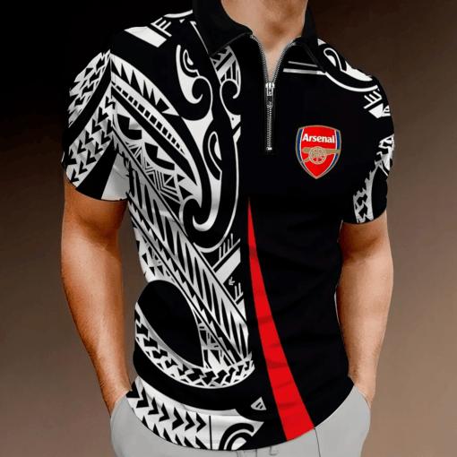 Arsenal FC Trendy Abstract Pattern Print Summer Set (Zipper Polo, Short, Hawaii,...) PM22 - LH - Image 2