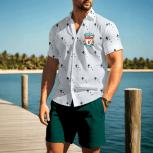 Liverpool F.C. Man with Coconut Trees and Sun Gift Hawaiian Shirt PM68- LH