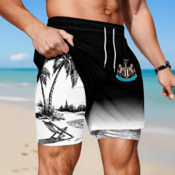 Newcastle United F.C. Summer Men's Keyhole Drawstring Waist Pull-on Lining Sports Shorts PM25 - LH