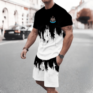 Newcastle United F.C. Perfect T-Shirt - Black and White Shirt and Short Set PM666- LH