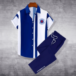 Rangers F.C. Men's Summer Contrast Color Short Sleeve Shirt & Sports Long Pants 2025 PM68- LH