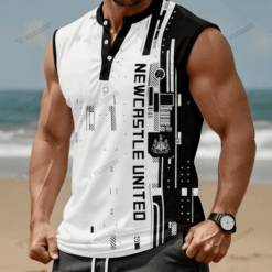 Newcastle United F.C. Full Printing Button Up V-Neck Tank Top Men PM89 - LH