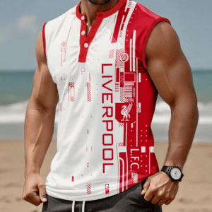 Liverpool F.C. Full Printing Button Up V-Neck Tank Top Men PM89 - LH