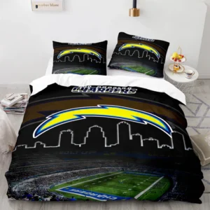 Los Angeles Chargers NFL Skyline & Stadium Design Bedding Set
