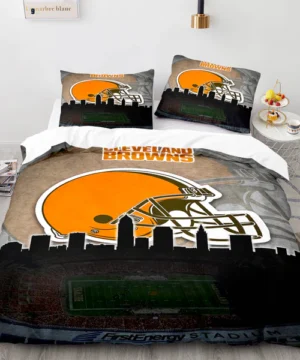 Cleveland Browns NFL Skyline & Stadium Design Bedding Set