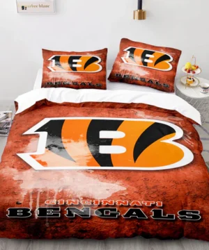 Cincinnati Bengals NFL Orange Grunge Style Logo Bedding Set