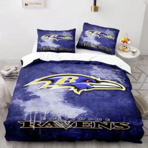 Baltimore Ravens NFL Purple Grunge Style Logo Bedding Set