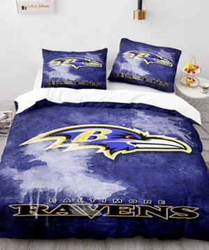Baltimore Ravens NFL Purple Grunge Style Logo Bedding Set