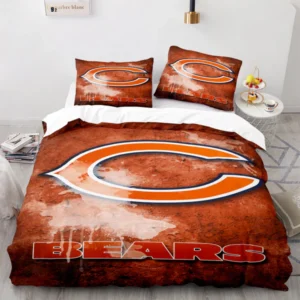 Chicago Bears NFL Orange Grunge Style Logo Bedding Set
