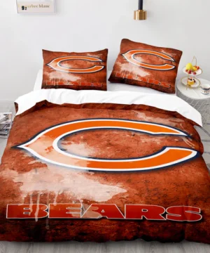 Chicago Bears NFL Orange Grunge Style Logo Bedding Set