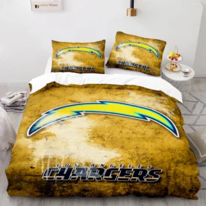 Los Angeles Chargers NFL Yellow Grunge Style Lightning Bolt Logo Bedding Set
