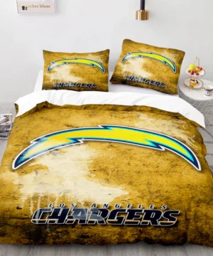 Los Angeles Chargers NFL Yellow Grunge Style Lightning Bolt Logo Bedding Set