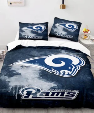 Los Angeles Rams NFL Blue Grunge Style Logo Bedding Set
