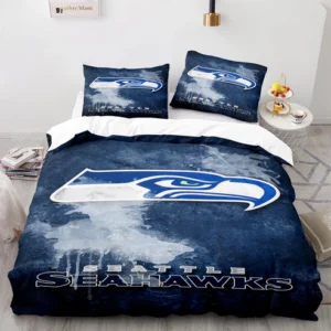 Seattle Seahawks NFL Blue Grunge Style Logo Bedding Set