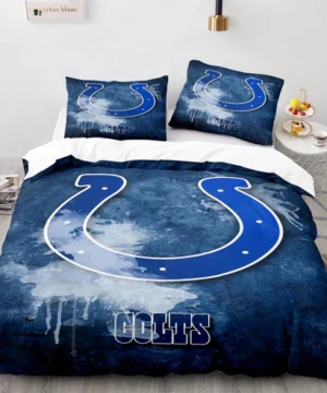 Indianapolis Colts NFL Blue Grunge Style Horseshoe Logo Bedding Set