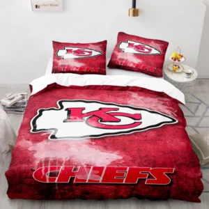 Kansas City Chiefs NFL Red Grunge Style Logo Bedding Set