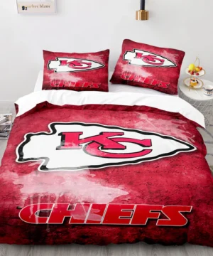 Kansas City Chiefs NFL Red Grunge Style Logo Bedding Set