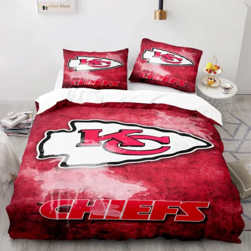 Kansas City Chiefs NFL Red Grunge Style Logo Bedding Set