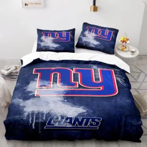 New York Giants NFL Blue Grunge Style Logo Bedding Set