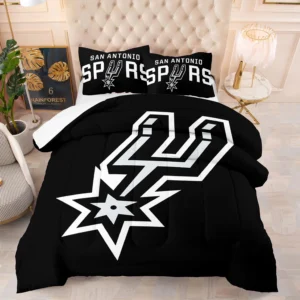 San Antonio Spurs NBA Black & White Minimalist Logo Bedding Set