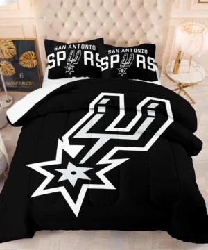 San Antonio Spurs NBA Black & White Minimalist Logo Bedding Set