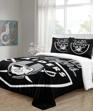 Las Vegas Raiders NFL Oversized Logo Bedding Set – Black & White