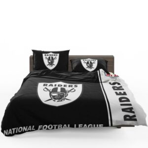 Las Vegas Raiders NFL Black & White Modern Minimalist Bedding Set