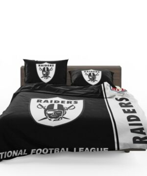 Las Vegas Raiders NFL Black & White Modern Minimalist Bedding Set