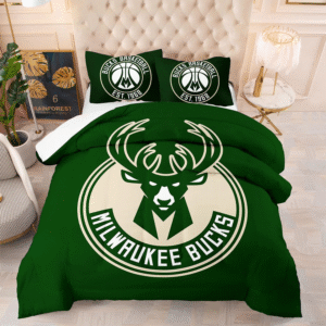 Milwaukee Bucks NBA Green Minimalist Logo Bedding Set