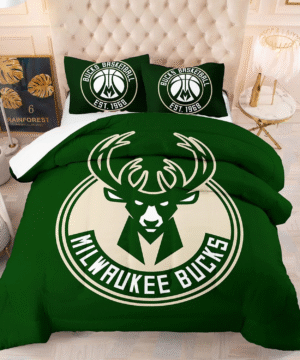 Milwaukee Bucks NBA Green Minimalist Logo Bedding Set