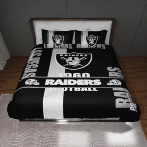 Las Vegas Raiders NFL 1960 Black & White Logo Bedding Set for Fans