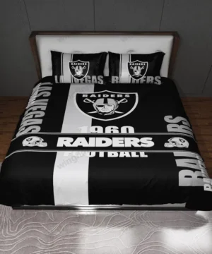 Las Vegas Raiders NFL 1960 Black & White Logo Bedding Set for Fans