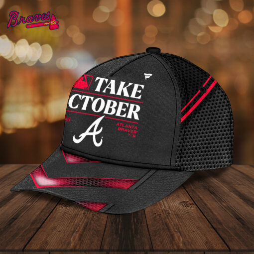 Atlanta Braves MLB Postseason “Take October” Baseball Cap – Black & Red Mesh Design, Playoff Edition - Image 3