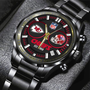 Kansas City Chiefs NFL Personalized Style Black Stainless Steel Watch For Fan
